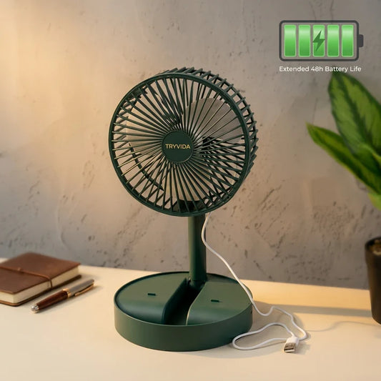 Table Fan – Portable Folding, Rechargeable USB Type-C Fan with 3 Speed