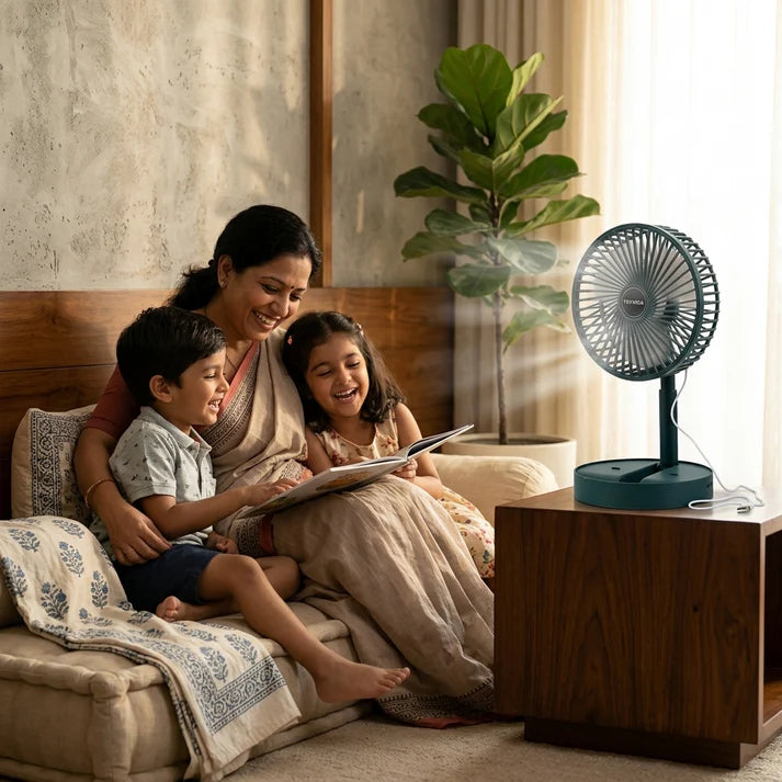 Table Fan – Portable Folding, Rechargeable USB Type-C Fan with 3 Speed